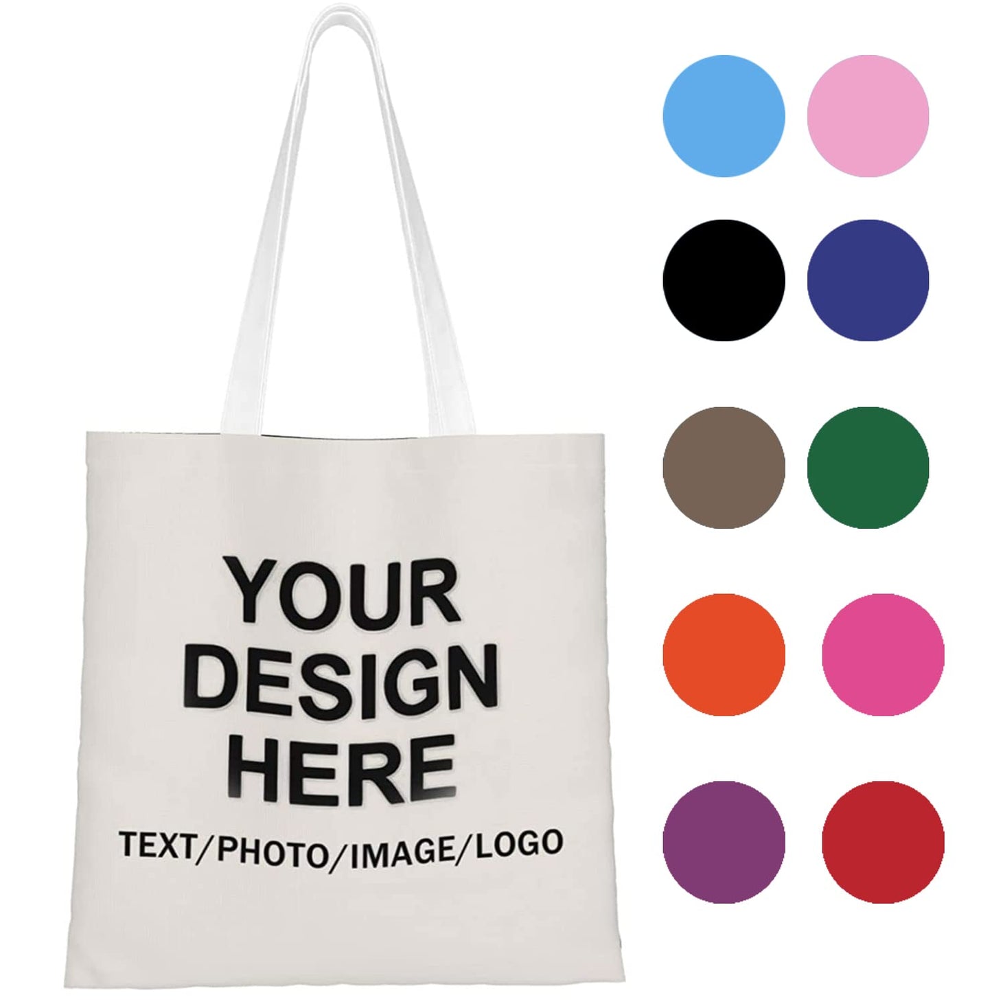 Custom Tote Bag Design Your Own Text/Photo/Logo Printed, Personalized Shoulder Handbag Large Capacity for Men/Women