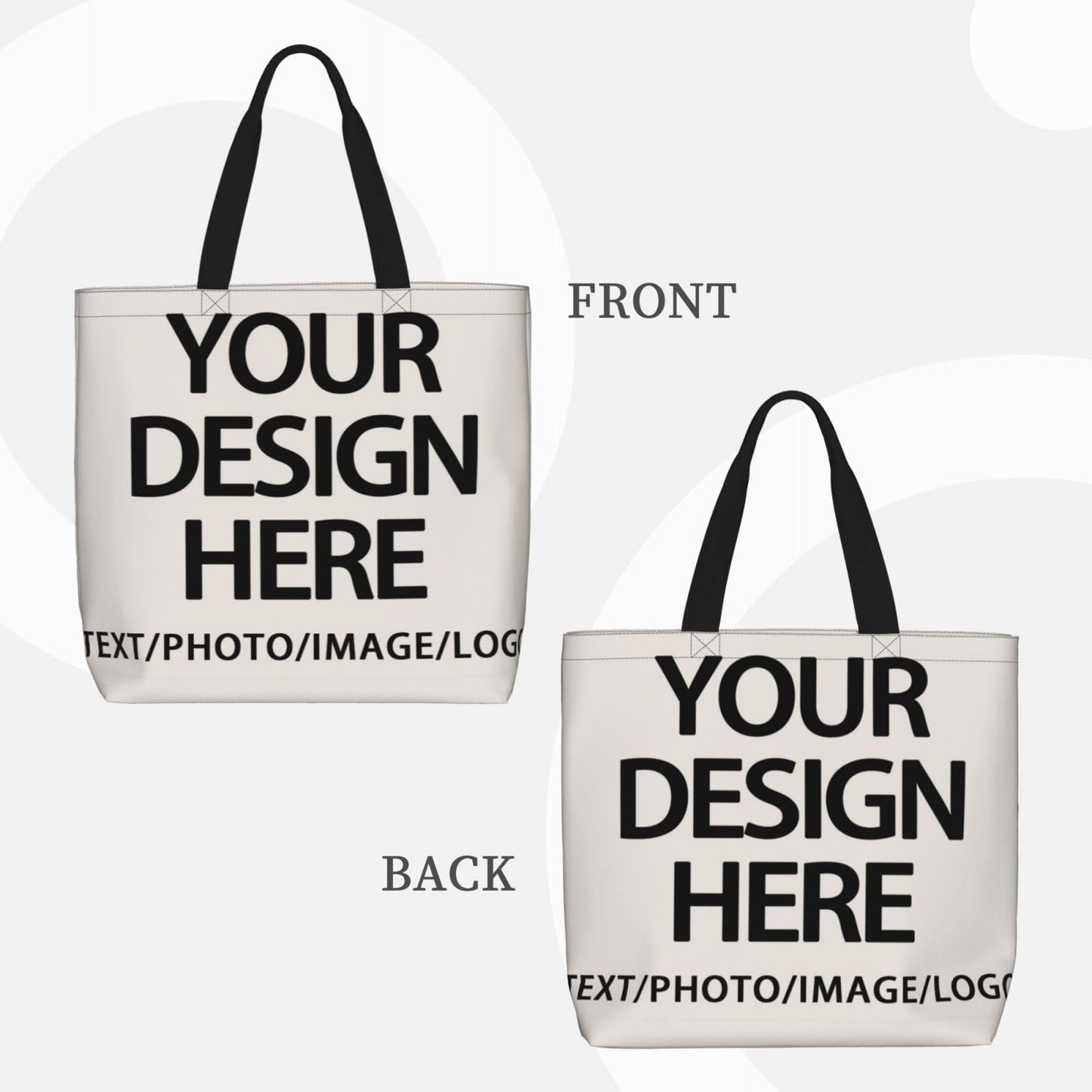 Custom Tote Bag Design Your Own Text/Photo/Logo Printed, Personalized Shoulder Handbag Large Capacity for Men/Women