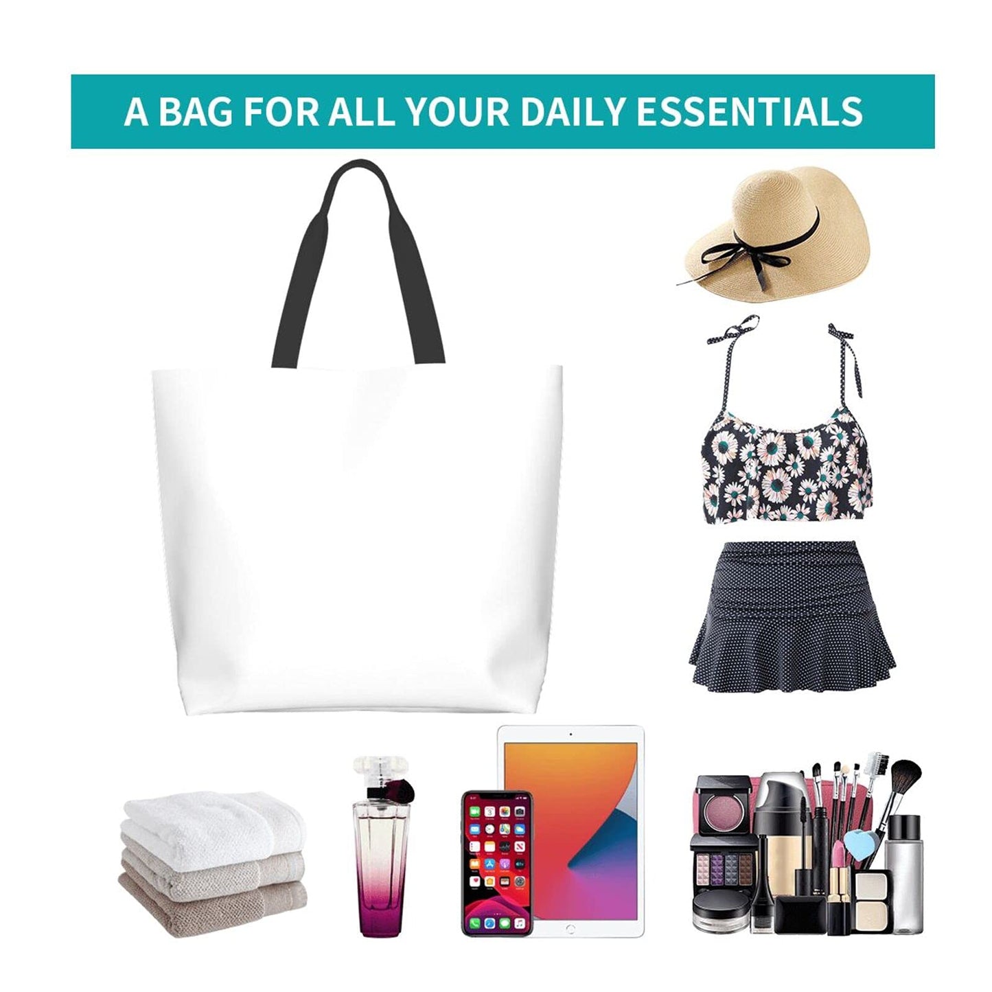 Custom Tote Bag Design Your Own Text/Photo/Logo Printed, Personalized Shoulder Handbag Large Capacity for Men/Women