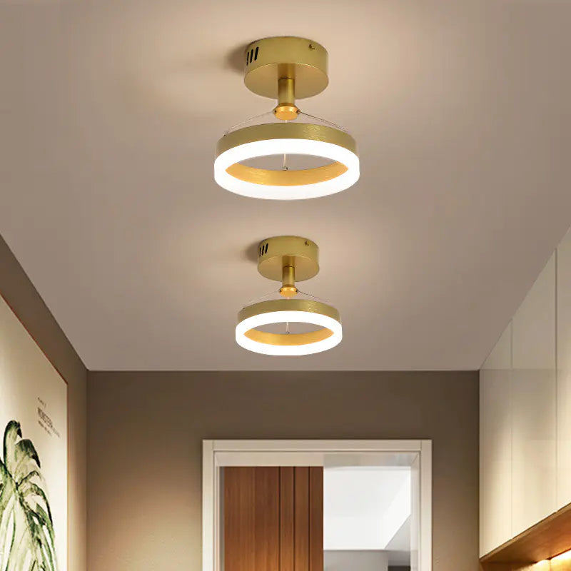 Modern LED Ceiling Light with Double Circles for Hallway