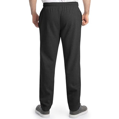 Fruit of the Loom Men's Eversoft Fleece Open Bottom Sweatpants with Pockets, Relaxed Fit, Moisture Wicking, Breathable