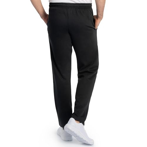 Fruit of the Loom Men's Eversoft Fleece Open Bottom Sweatpants with Pockets, Relaxed Fit, Moisture Wicking, Breathable