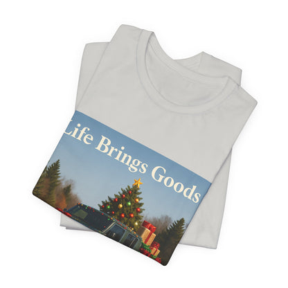 Christmas Jeep T-Shirt — 'Life Brings Goods' Holiday Truck Graphic Tee