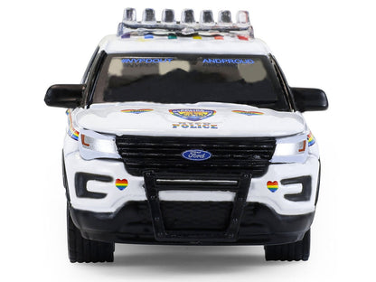2016 Ford Police Interceptor Utility "New York Police Department (NYPD) Pride Livery" White with Rainbow Stripes "Hot Pursuit" Series 47 1/64 Diecast Model Car by Greenlight-2