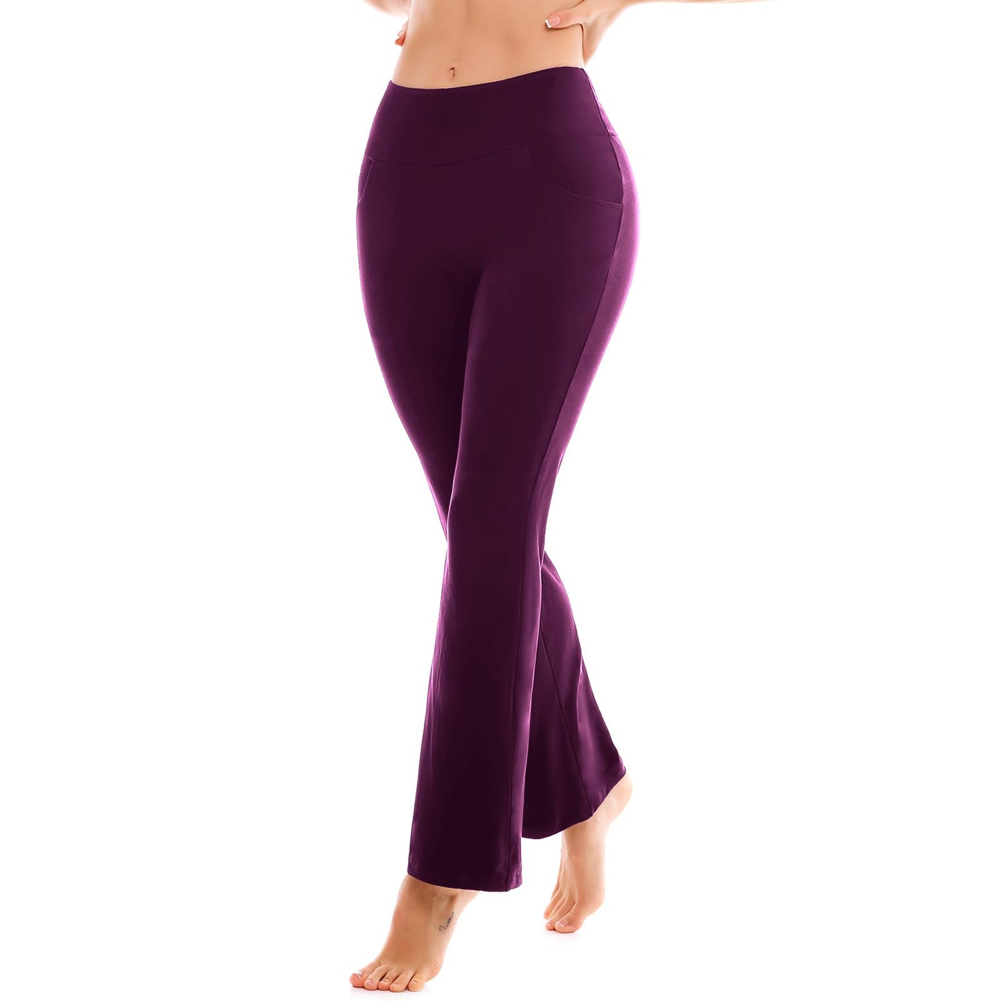 SINOPHANT Flare Leggings for Women with Pockets,High Waisted Tummy Control Bootcut Yoga Pants for Women Soft Bell Bottoms