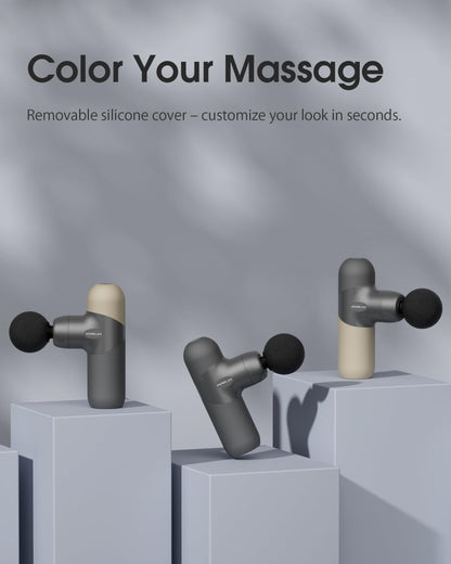 Mini Massage Gun, Percussion Muscle Massager for Back Pain Relief, Compact Sports Travel Massage Gun with 6 Massage Heads 4 Speeds, Gift for Her, Home, Athletes