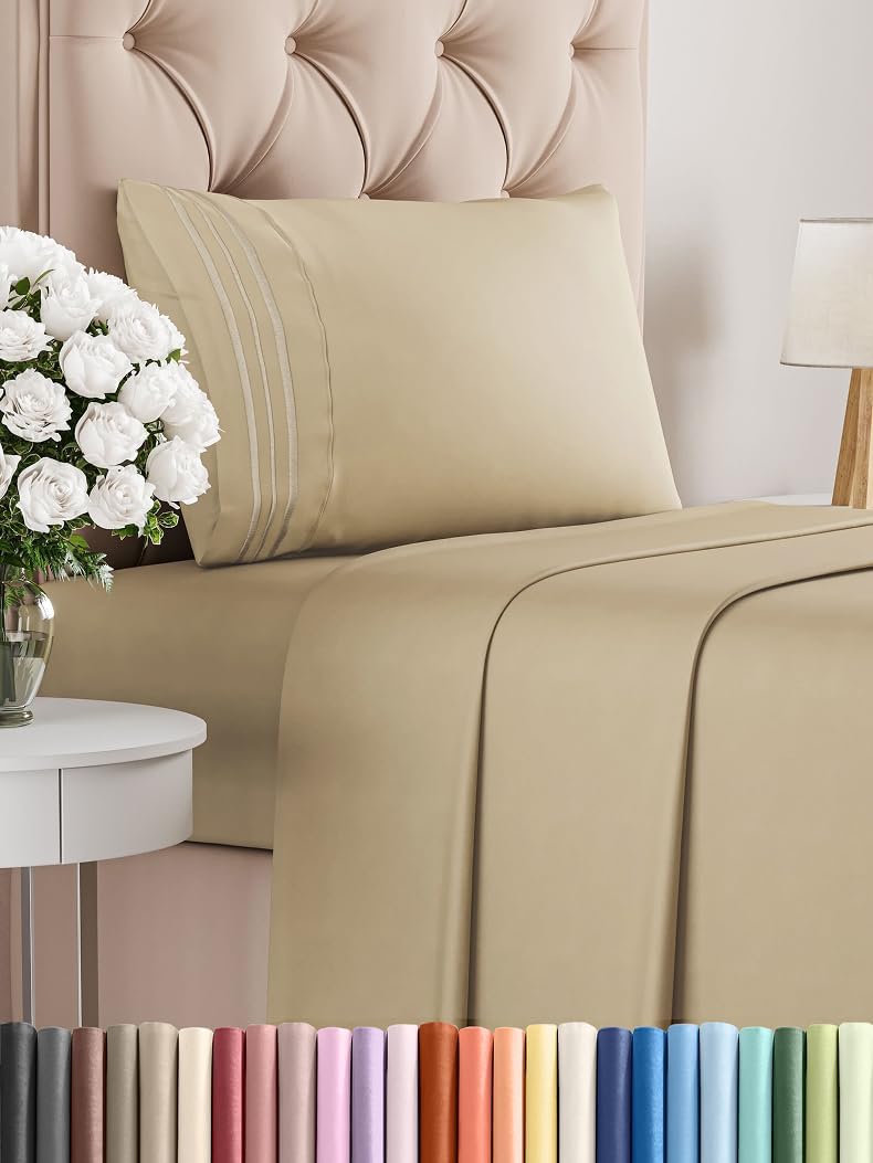 Queen Size 4 Piece Sheet Set - Comfy Breathable & Cooling Bed Sheets Set - Hotel Luxury Bedding for Women, Men, Kids & Teens - Deep Pockets, Easy Secure Fit, Soft and Wrinkle Free - Oeko-Tex - White