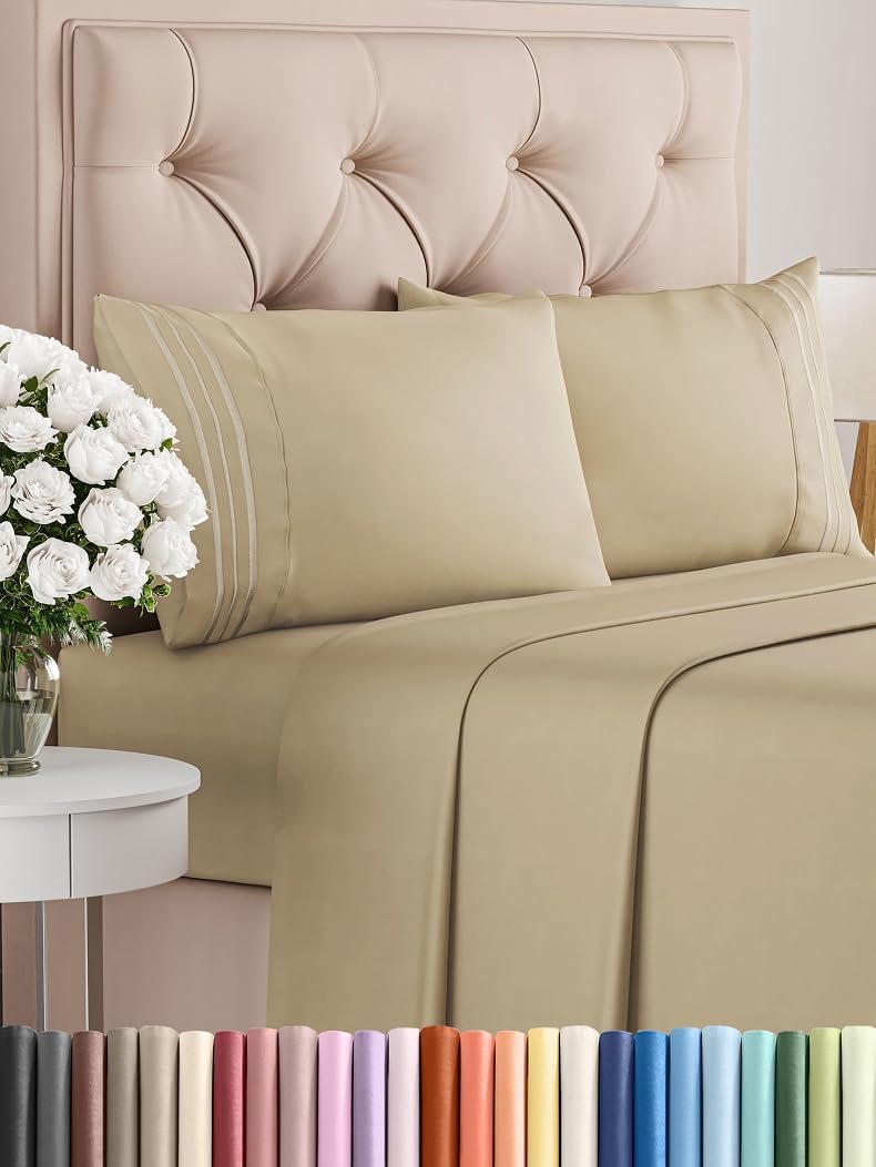 Queen Size 4 Piece Sheet Set - Comfy Breathable & Cooling Bed Sheets Set - Hotel Luxury Bedding for Women, Men, Kids & Teens - Deep Pockets, Easy Secure Fit, Soft and Wrinkle Free - Oeko-Tex - White