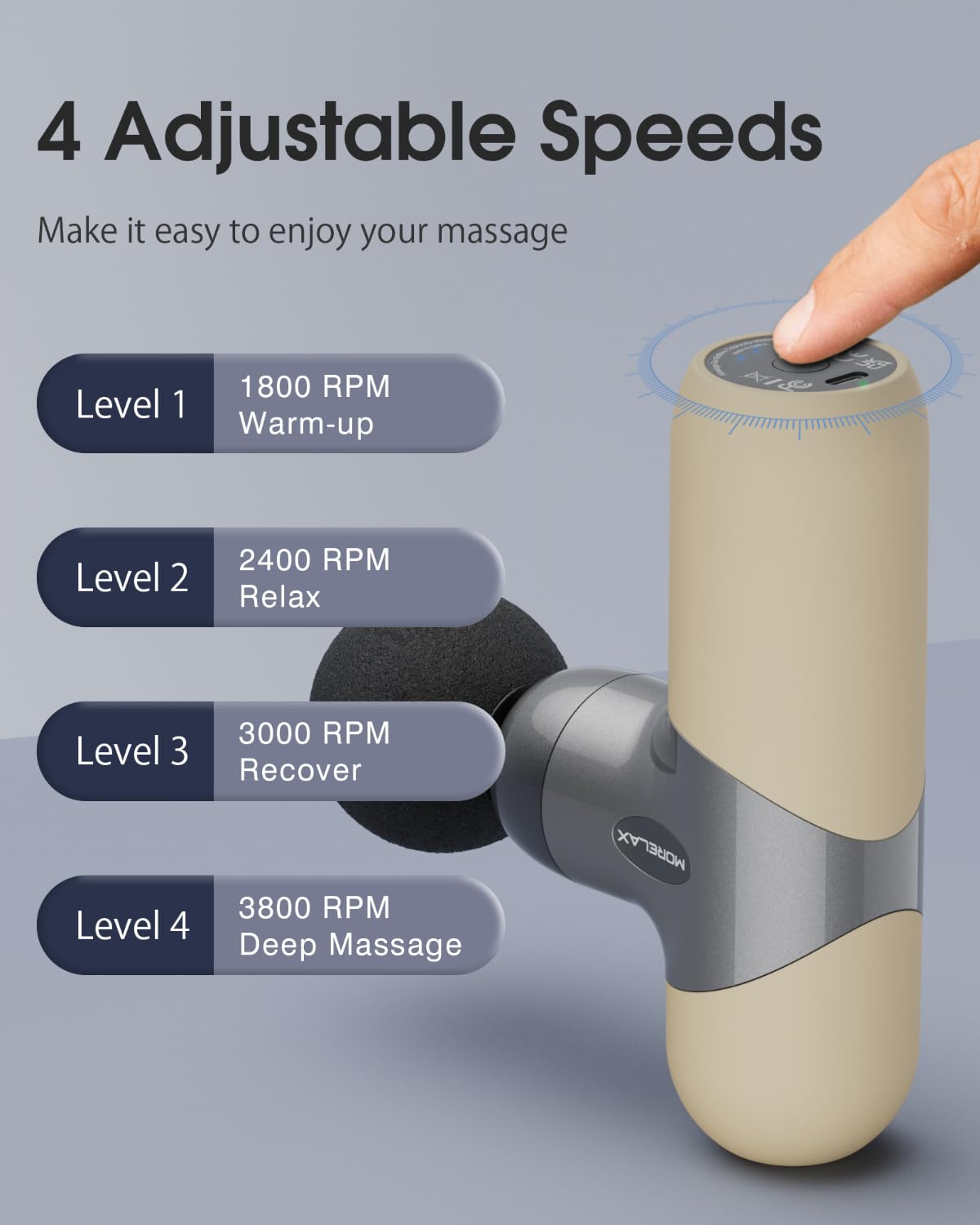 Mini Massage Gun, Percussion Muscle Massager for Back Pain Relief, Compact Sports Travel Massage Gun with 6 Massage Heads 4 Speeds, Gift for Her, Home, Athletes