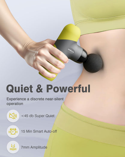 Mini Massage Gun, Percussion Muscle Massager for Back Pain Relief, Compact Sports Travel Massage Gun with 6 Massage Heads 4 Speeds, Gift for Her, Home, Athletes