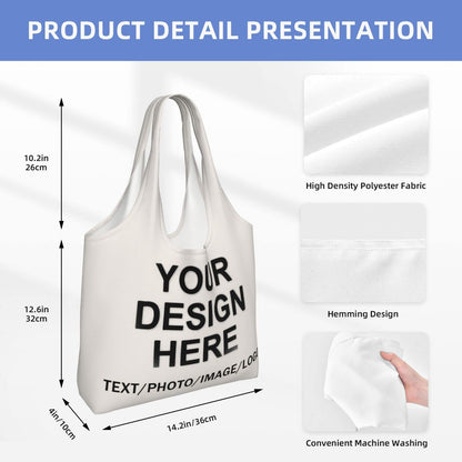 Custom Tote Bag Design Your Own Text/Photo/Logo Printed, Personalized Shoulder Handbag Large Capacity for Men/Women