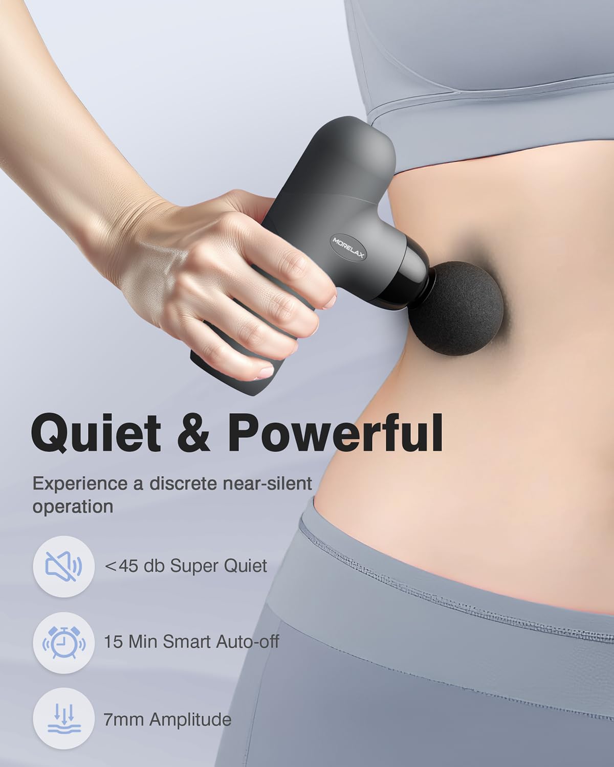 Mini Massage Gun, Percussion Muscle Massager for Back Pain Relief, Compact Sports Travel Massage Gun with 6 Massage Heads 4 Speeds, Gift for Her, Home, Athletes
