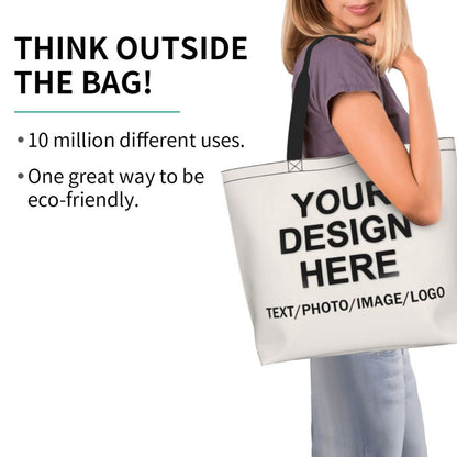 Custom Tote Bag Design Your Own Text/Photo/Logo Printed, Personalized Shoulder Handbag Large Capacity for Men/Women