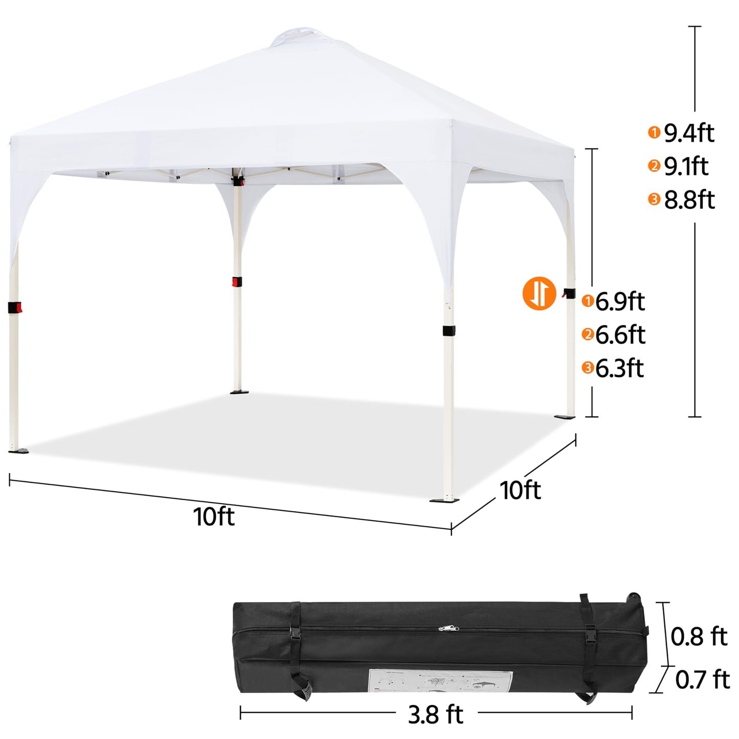 Yaheetech 10x10 Pop Up Canopy Tent with Vent, Easy Set Up Tent, Instant Sun Shelter Canopy with Wheeled Bag, 4 Sandbags, 12 Stakes & 4 Ropes, for Parties, Beach, Outdoor, White