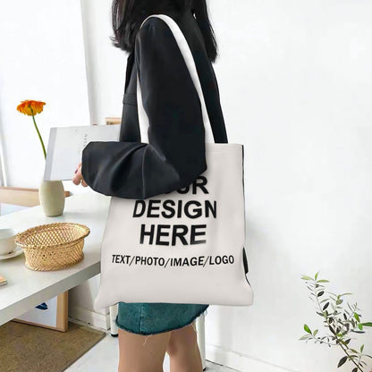 Custom Tote Bag Design Your Own Text/Photo/Logo Printed, Personalized Shoulder Handbag Large Capacity for Men/Women