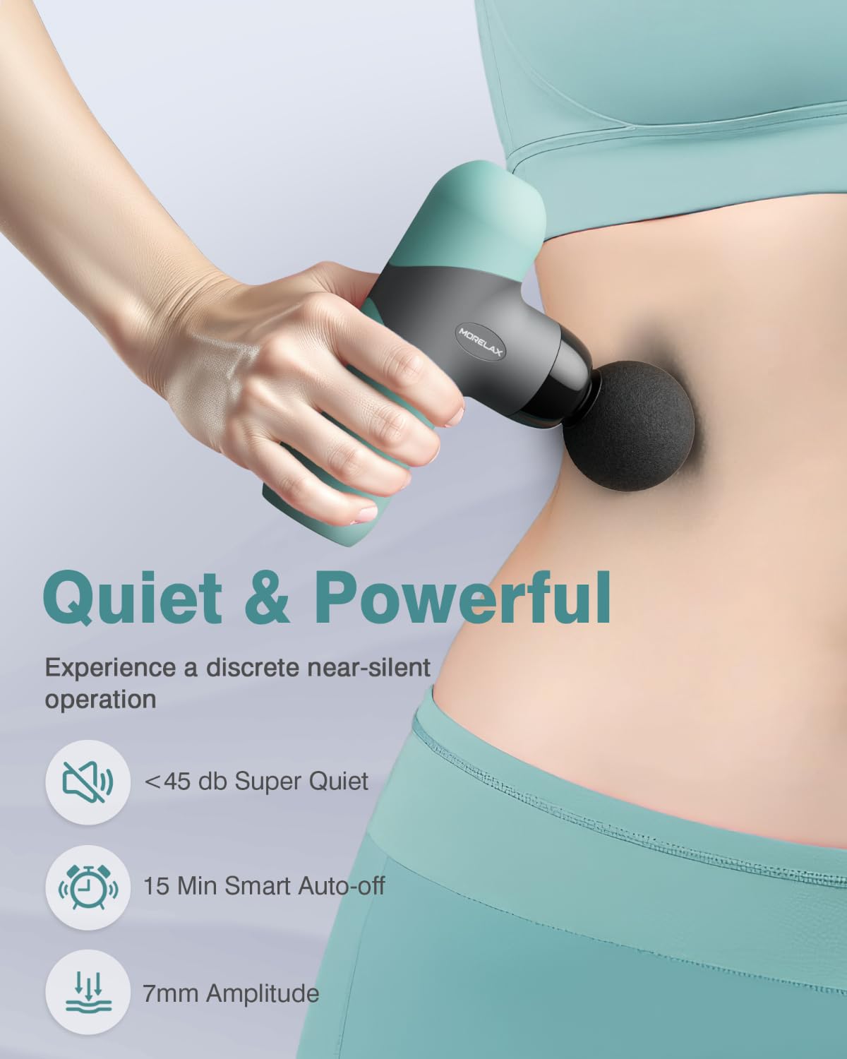 Mini Massage Gun, Percussion Muscle Massager for Back Pain Relief, Compact Sports Travel Massage Gun with 6 Massage Heads 4 Speeds, Gift for Her, Home, Athletes