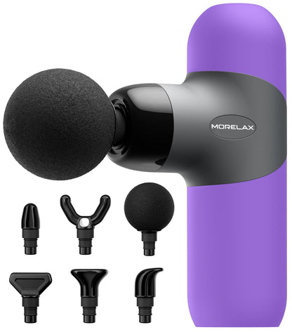 Mini Massage Gun, Percussion Muscle Massager for Back Pain Relief, Compact Sports Travel Massage Gun with 6 Massage Heads 4 Speeds, Gift for Her, Home, Athletes