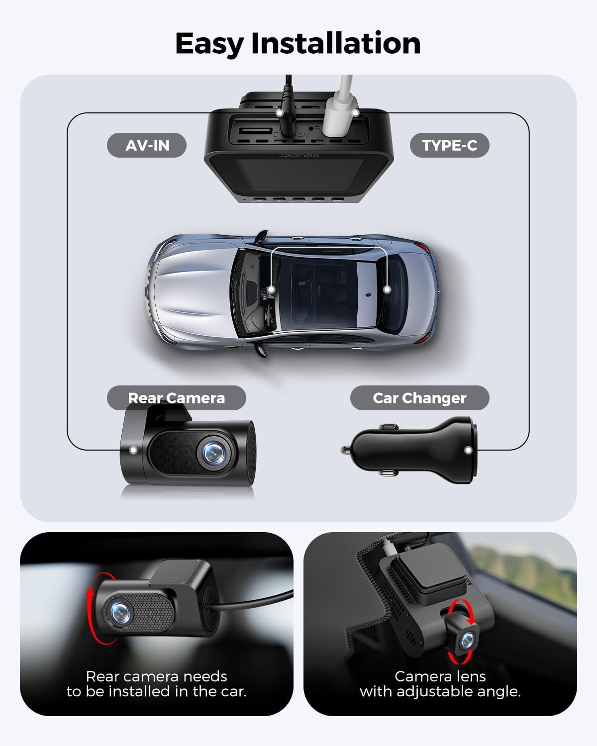 Dash Cam Front and Rear: 4K+1080P FHD Dual Dash Camera for Cars with Night Vision, 2 Channel HDR Dash Camera, 24H Parking Mode Car Camera, Built-in GPS, WiFi 6, Free 64GB Card