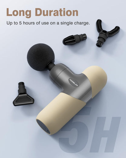 Mini Massage Gun, Percussion Muscle Massager for Back Pain Relief, Compact Sports Travel Massage Gun with 6 Massage Heads 4 Speeds, Gift for Her, Home, Athletes