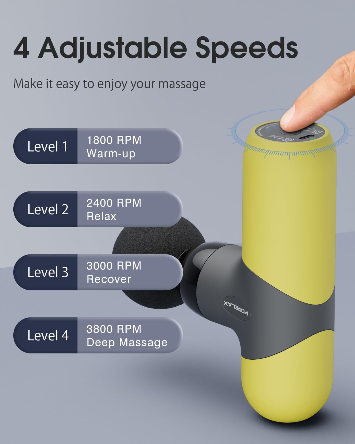 Mini Massage Gun, Percussion Muscle Massager for Back Pain Relief, Compact Sports Travel Massage Gun with 6 Massage Heads 4 Speeds, Gift for Her, Home, Athletes