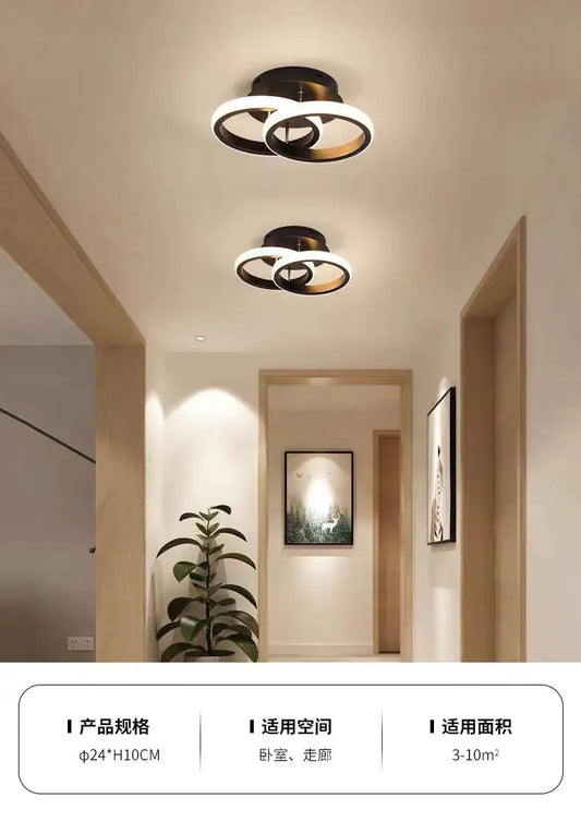 Modern LED Ceiling Light with Double Circles for Hallway