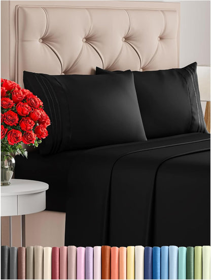 Queen Size 4 Piece Sheet Set - Comfy Breathable & Cooling Bed Sheets Set - Hotel Luxury Bedding for Women, Men, Kids & Teens - Deep Pockets, Easy Secure Fit, Soft and Wrinkle Free - Oeko-Tex - White