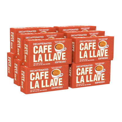 Cafe La Llave Dark Roast Ground Espresso Coffee, 8.8 oz Brick (Pack of 12) – Bold Cuban-Style Blend for Moka Pot, Espresso, or Drip – Strong, Rich Flavor