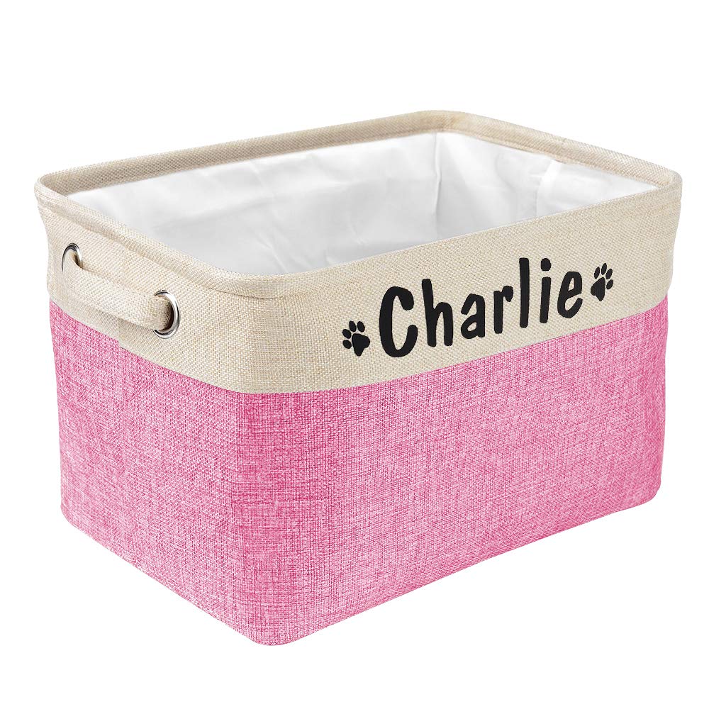 PET ARTIST Collapsible Dog Toy Storage Basket Bin with Personalized Pet's Name - Rectangular Box Chest Organizer for Clothing, Apparel & Accessories