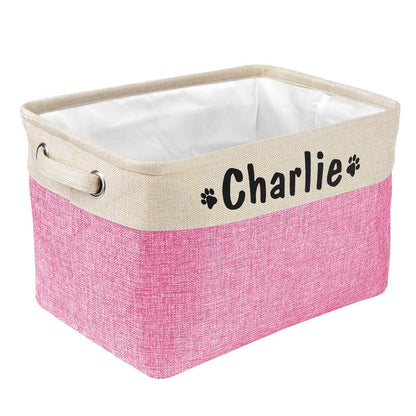 PET ARTIST Collapsible Dog Toy Storage Basket Bin with Personalized Pet's Name - Rectangular Box Chest Organizer for Clothing, Apparel & Accessories