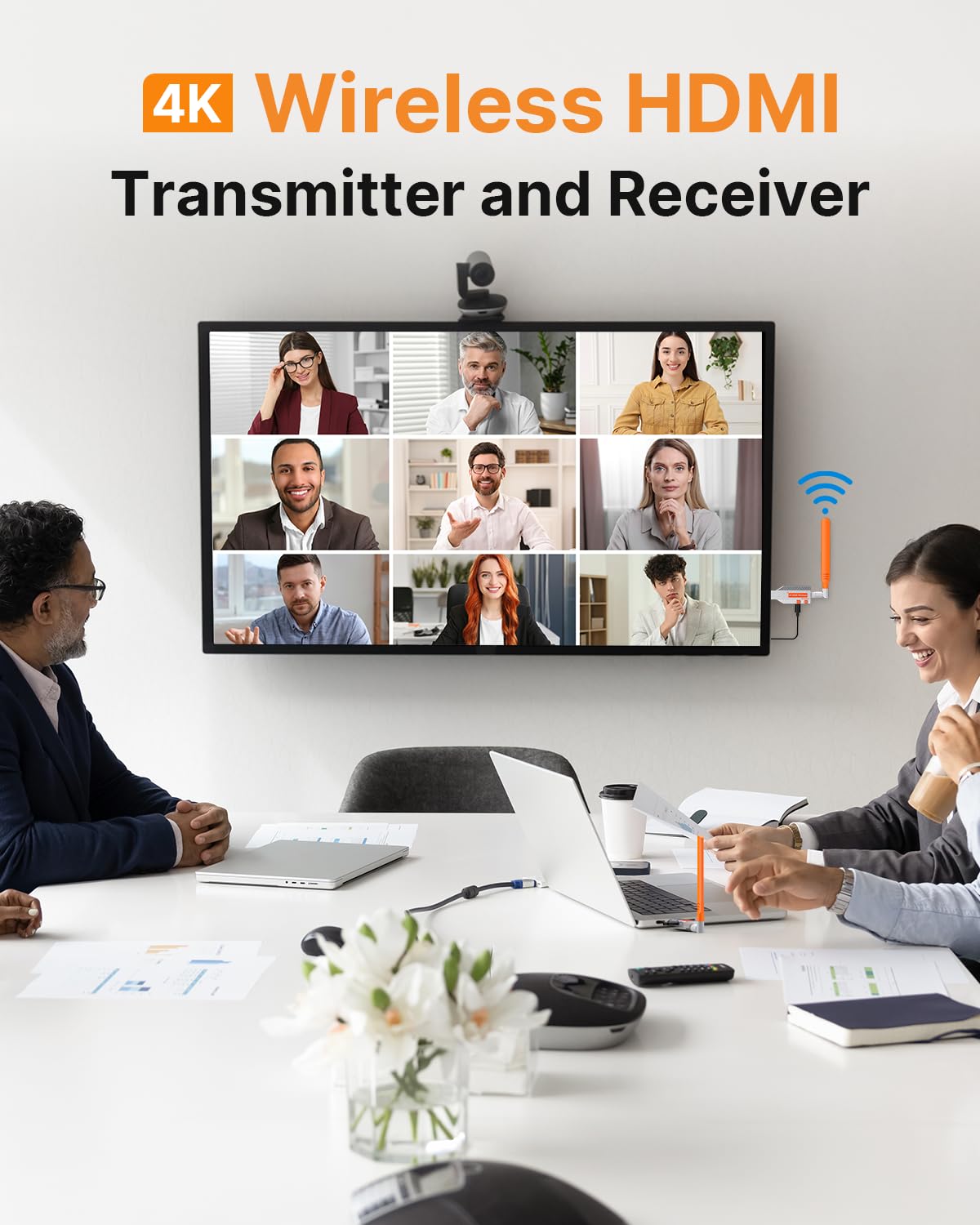 Wireless HDMI Transmitter and Receiver, Long Range 150M/450Ft, 1080P HD Streaming, Plug & Play HDMI Extender for TV, Projector, Laptop, Gaming Console, Ideal for Home, Office, Classroom Use