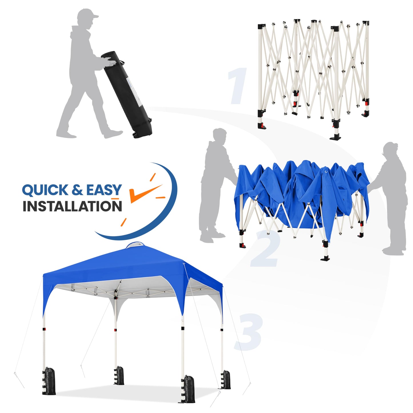 Yaheetech 10x10 Pop Up Canopy Tent with Vent, Easy Set Up Tent, Instant Sun Shelter Canopy with Wheeled Bag, 4 Sandbags, 12 Stakes & 4 Ropes, for Parties, Beach, Outdoor, White