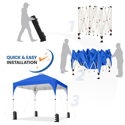 Yaheetech 10x10 Pop Up Canopy Tent with Vent, Easy Set Up Tent, Instant Sun Shelter Canopy with Wheeled Bag, 4 Sandbags, 12 Stakes & 4 Ropes, for Parties, Beach, Outdoor, White