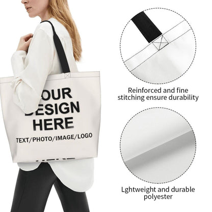 Custom Tote Bag Design Your Own Text/Photo/Logo Printed, Personalized Shoulder Handbag Large Capacity for Men/Women
