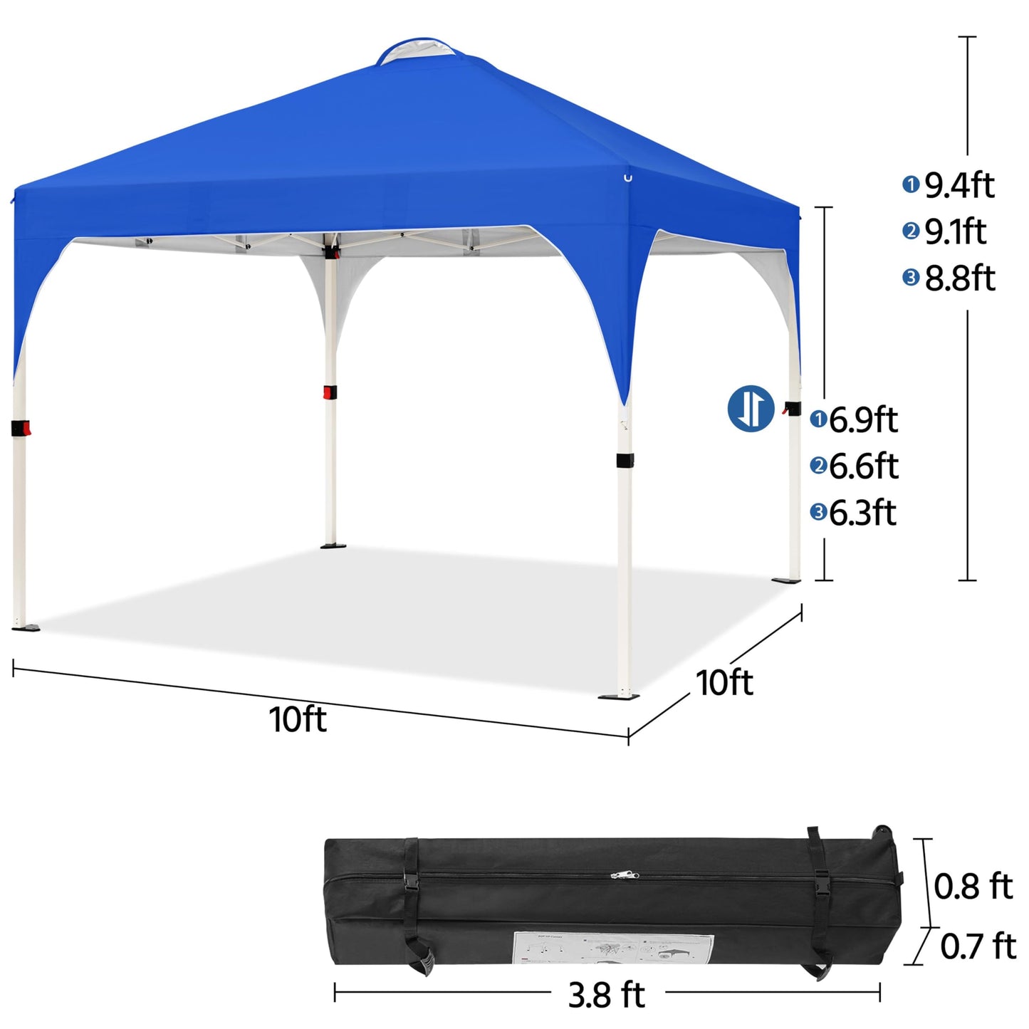 Yaheetech 10x10 Pop Up Canopy Tent with Vent, Easy Set Up Tent, Instant Sun Shelter Canopy with Wheeled Bag, 4 Sandbags, 12 Stakes & 4 Ropes, for Parties, Beach, Outdoor, White