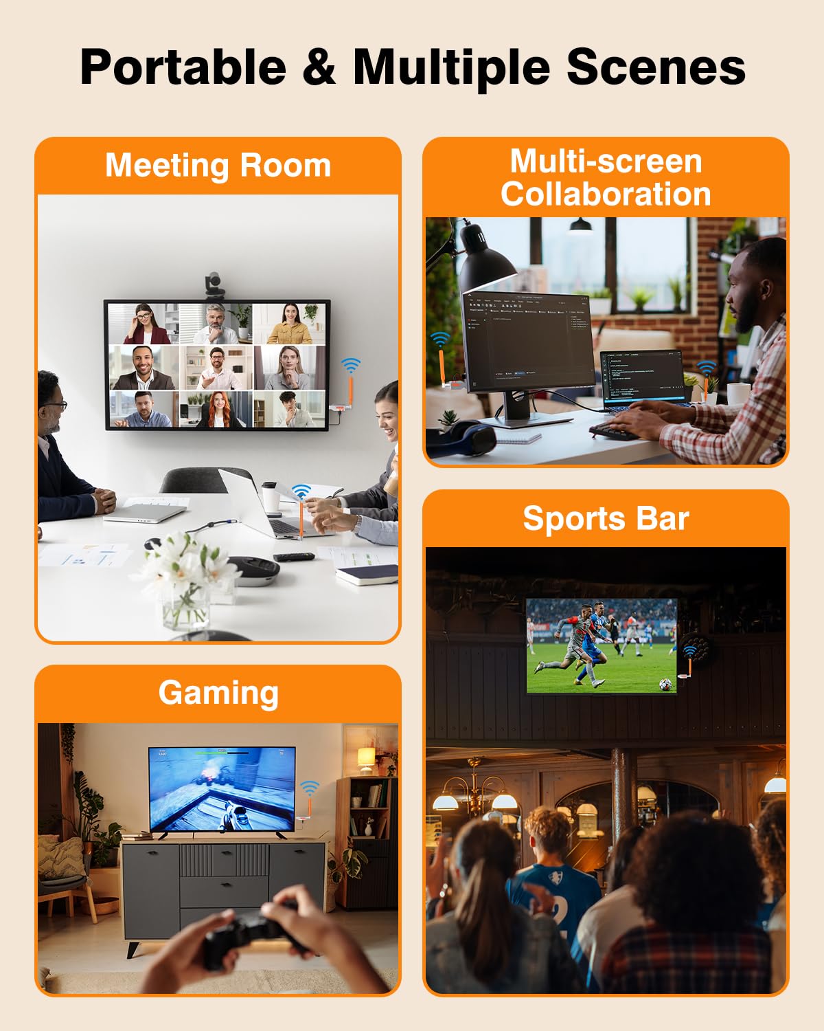 Wireless HDMI Transmitter and Receiver, Long Range 150M/450Ft, 1080P HD Streaming, Plug & Play HDMI Extender for TV, Projector, Laptop, Gaming Console, Ideal for Home, Office, Classroom Use