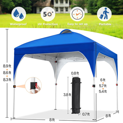 Yaheetech 10x10 Pop Up Canopy Tent with Vent, Easy Set Up Tent, Instant Sun Shelter Canopy with Wheeled Bag, 4 Sandbags, 12 Stakes & 4 Ropes, for Parties, Beach, Outdoor, White