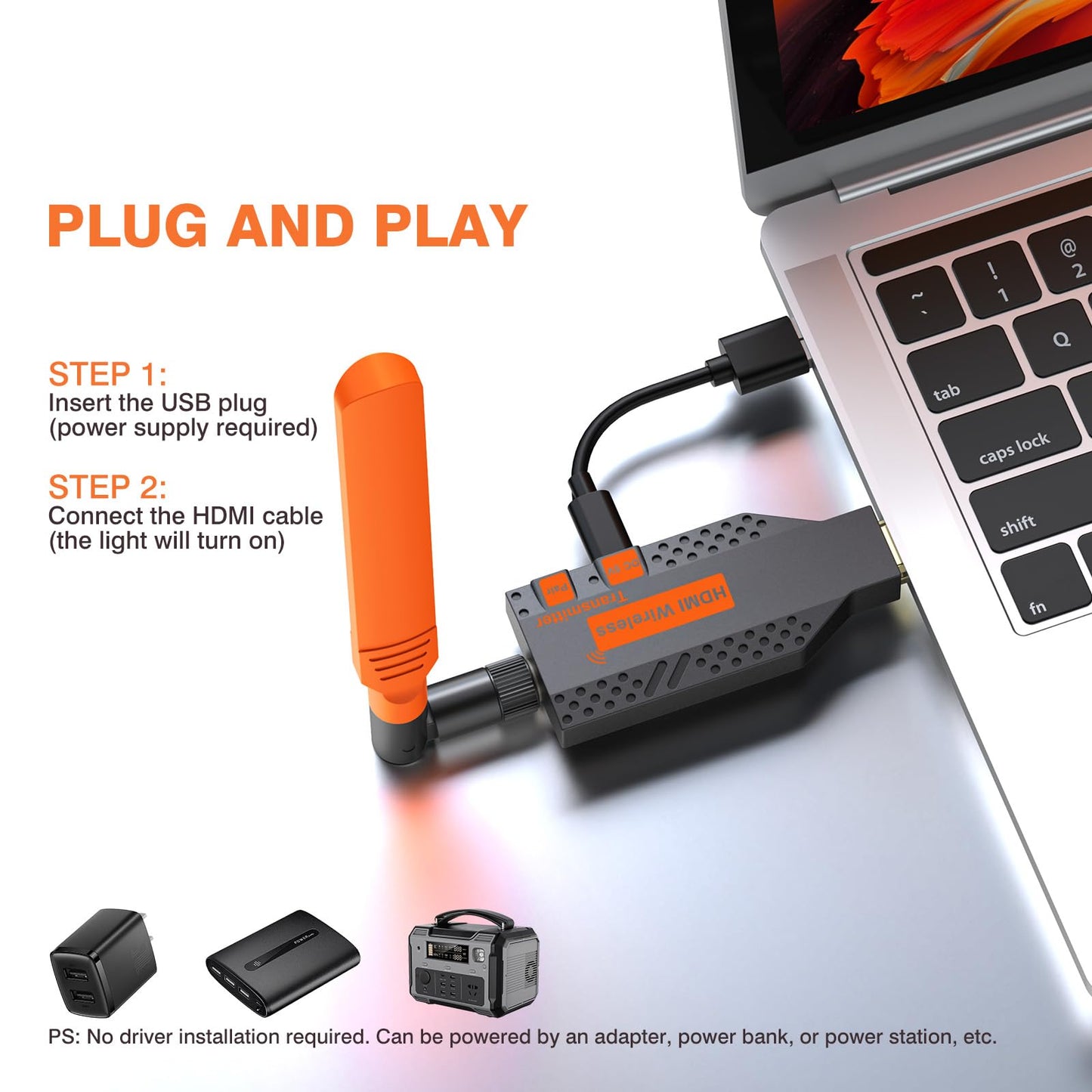 Wireless HDMI Transmitter and Receiver, Long Range 150M/450Ft, 1080P HD Streaming, Plug & Play HDMI Extender for TV, Projector, Laptop, Gaming Console, Ideal for Home, Office, Classroom Use