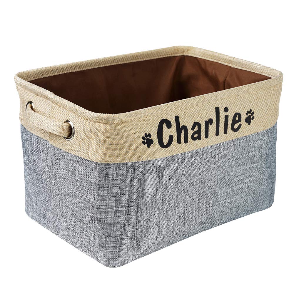 PET ARTIST Collapsible Dog Toy Storage Basket Bin with Personalized Pet's Name - Rectangular Box Chest Organizer for Clothing, Apparel & Accessories