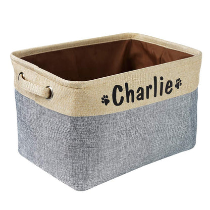 PET ARTIST Collapsible Dog Toy Storage Basket Bin with Personalized Pet's Name - Rectangular Box Chest Organizer for Clothing, Apparel & Accessories
