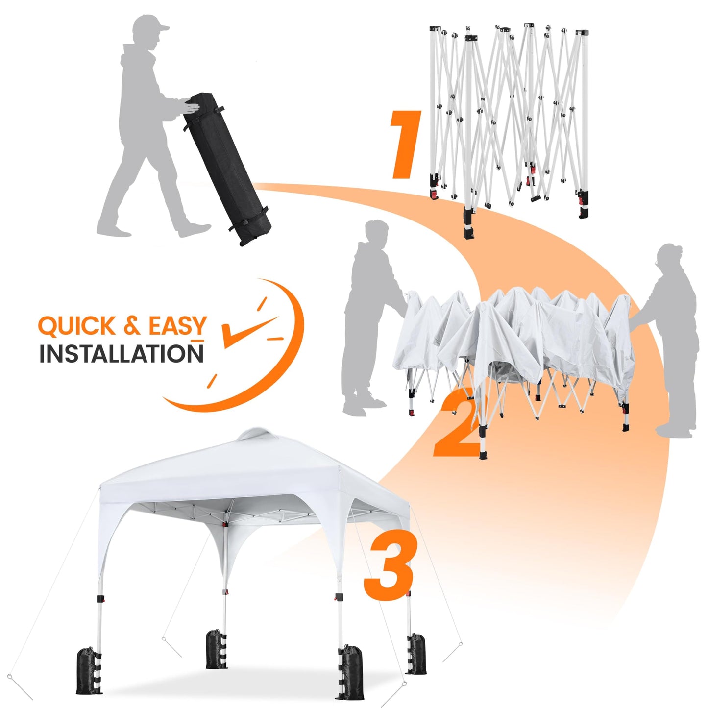 Yaheetech 10x10 Pop Up Canopy Tent with Vent, Easy Set Up Tent, Instant Sun Shelter Canopy with Wheeled Bag, 4 Sandbags, 12 Stakes & 4 Ropes, for Parties, Beach, Outdoor, White