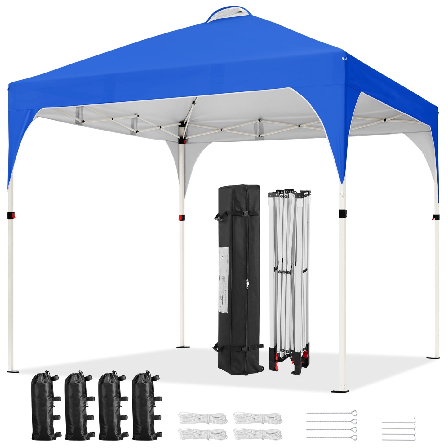 Yaheetech 10x10 Pop Up Canopy Tent with Vent, Easy Set Up Tent, Instant Sun Shelter Canopy with Wheeled Bag, 4 Sandbags, 12 Stakes & 4 Ropes, for Parties, Beach, Outdoor, White