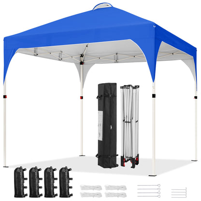 Yaheetech 10x10 Pop Up Canopy Tent with Vent, Easy Set Up Tent, Instant Sun Shelter Canopy with Wheeled Bag, 4 Sandbags, 12 Stakes & 4 Ropes, for Parties, Beach, Outdoor, White