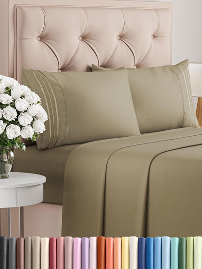 Queen Size 4 Piece Sheet Set - Comfy Breathable & Cooling Bed Sheets Set - Hotel Luxury Bedding for Women, Men, Kids & Teens - Deep Pockets, Easy Secure Fit, Soft and Wrinkle Free - Oeko-Tex - White