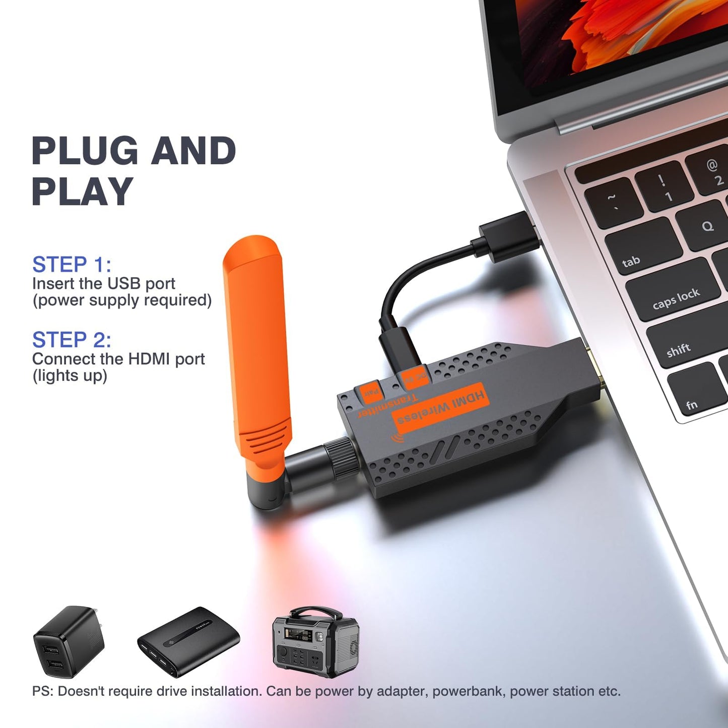 Wireless HDMI Transmitter and Receiver, Long Range 150M/450Ft, 1080P HD Streaming, Plug & Play HDMI Extender for TV, Projector, Laptop, Gaming Console, Ideal for Home, Office, Classroom Use