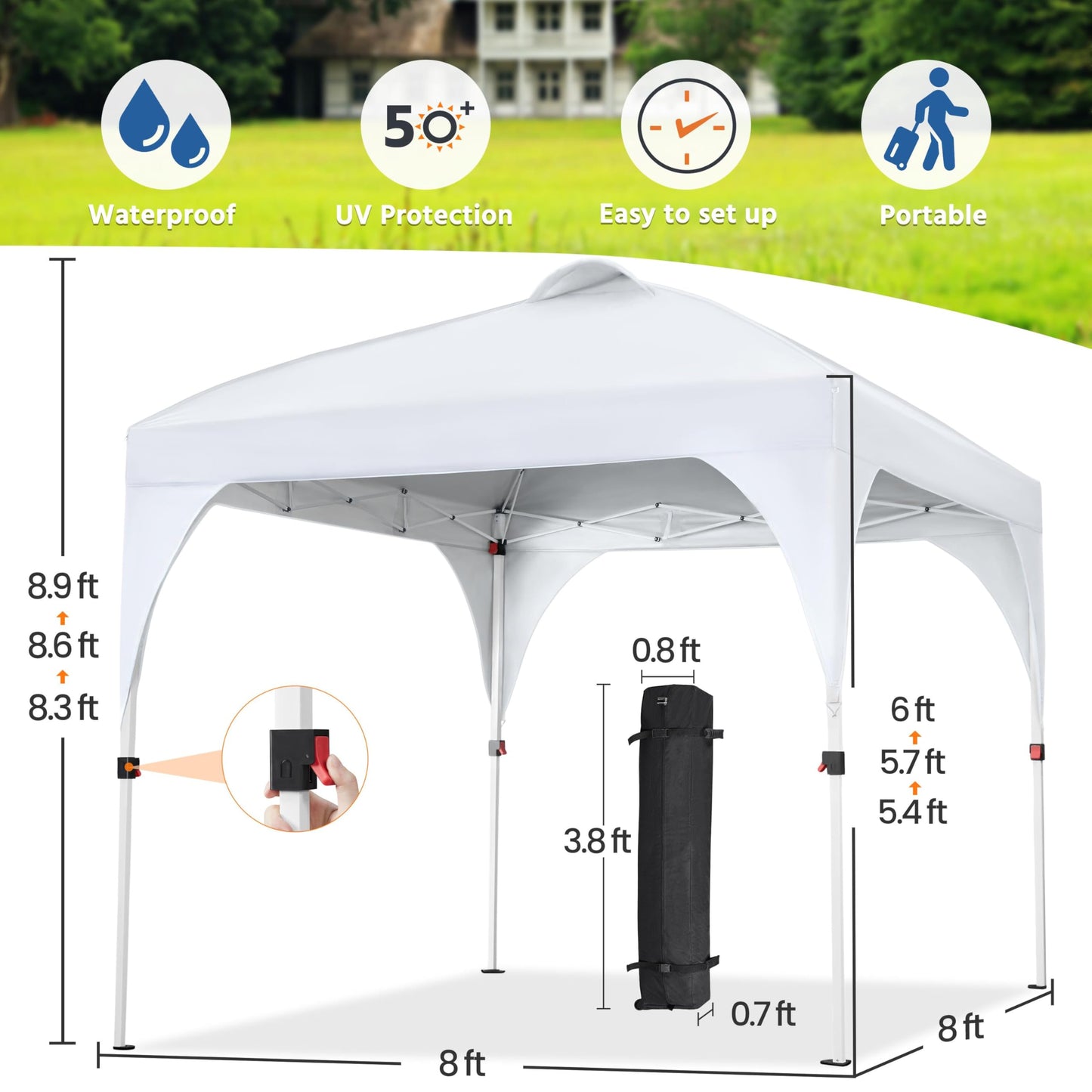 Yaheetech 10x10 Pop Up Canopy Tent with Vent, Easy Set Up Tent, Instant Sun Shelter Canopy with Wheeled Bag, 4 Sandbags, 12 Stakes & 4 Ropes, for Parties, Beach, Outdoor, White