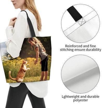 Custom Tote Bag Design Your Own Text/Photo/Logo Printed, Personalized Shoulder Handbag Large Capacity for Men/Women