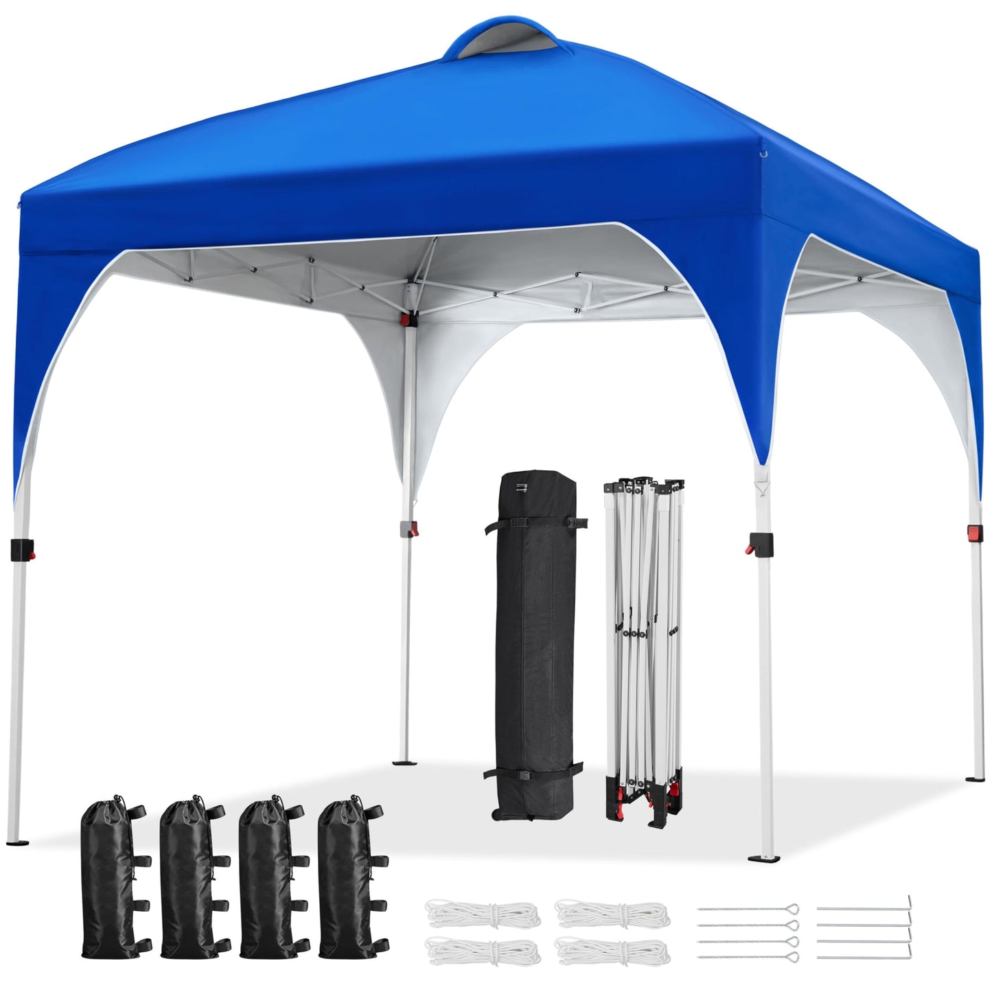 Yaheetech 10x10 Pop Up Canopy Tent with Vent, Easy Set Up Tent, Instant Sun Shelter Canopy with Wheeled Bag, 4 Sandbags, 12 Stakes & 4 Ropes, for Parties, Beach, Outdoor, White