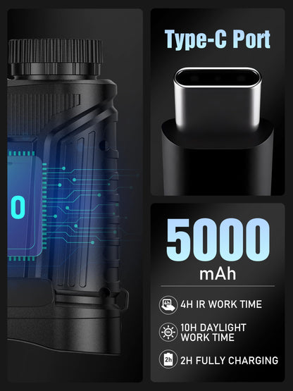 Complete Darkness Use —— Engineered for 100% blackout conditions, GeowFiiTech Night Vision Goggles feature 850nm IR illuminator + 7X adjustable IR levels. Spot animals at 300yds (984ft) through 24mm multi-coated lenses. Night owl mode activated