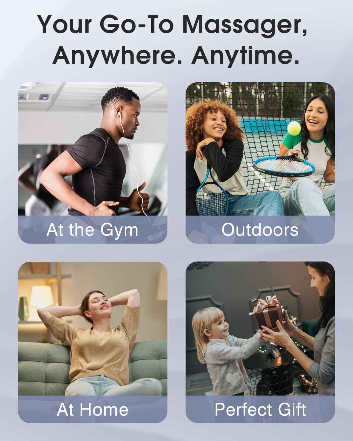 Mini Massage Gun, Percussion Muscle Massager for Back Pain Relief, Compact Sports Travel Massage Gun with 6 Massage Heads 4 Speeds, Gift for Her, Home, Athletes