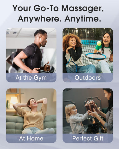 Mini Massage Gun, Percussion Muscle Massager for Back Pain Relief, Compact Sports Travel Massage Gun with 6 Massage Heads 4 Speeds, Gift for Her, Home, Athletes